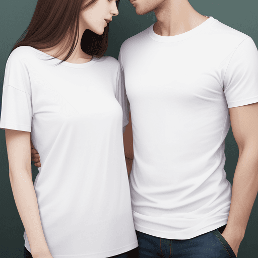 AI generated: White short-sleeved t-shirt, couple shirt