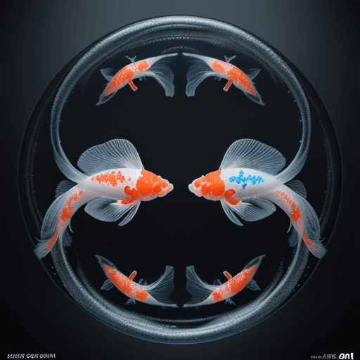 AI generated: koi fish, bioluminiscent creatures, intricate artwork . octane render, trending on artstation,t symm...