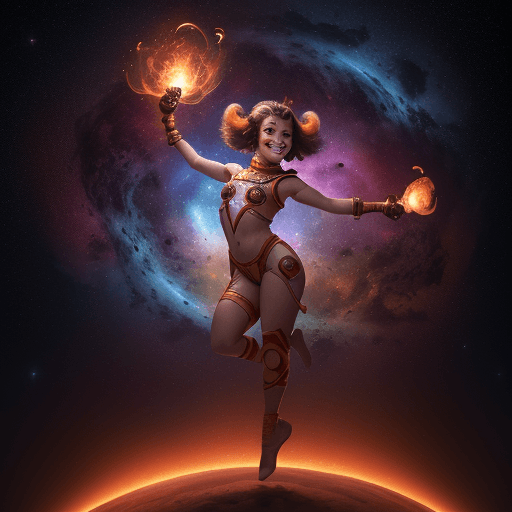 AI generated: high resolution cinematic portrait of a smiling young beautiful cute anthropomorphic female space mo...