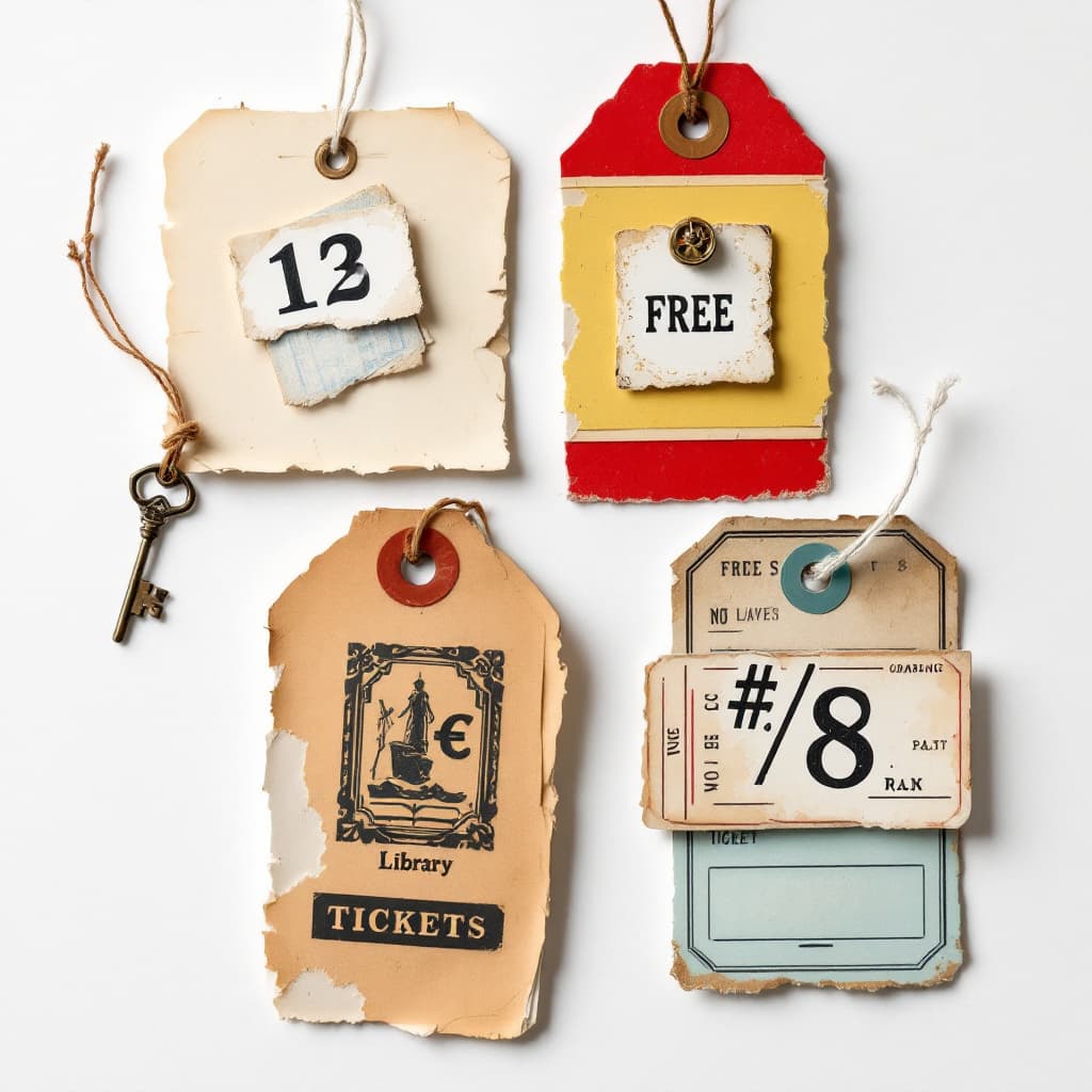 AI generated: [This image shows four vintage-inspired handmade labels arranged on a white background.][Tones of iv...