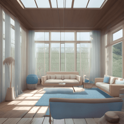 AI generated: High resolution photography interior design, dreamy sunken living room conversation pit, wooden floo...