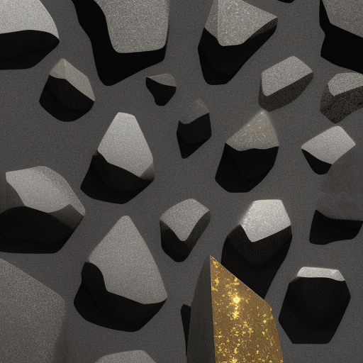 AI generated: high black granite rocks, with sharp peaks on the rocks, their granite texture is clearly visible, t...