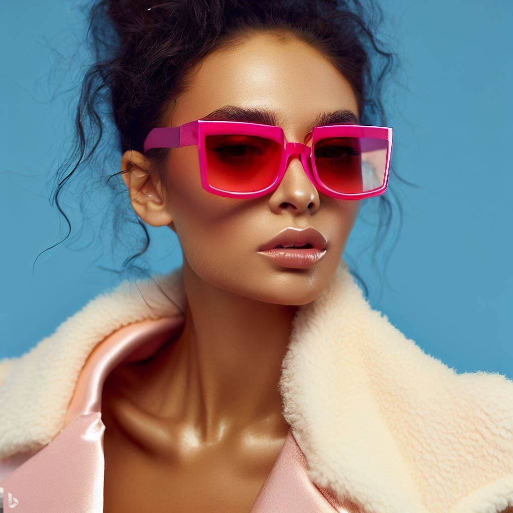 AI generated: commercial portrait a beautiful multiracial girl in pink jacket, chiseled cheeks, tearful eyes, domi...