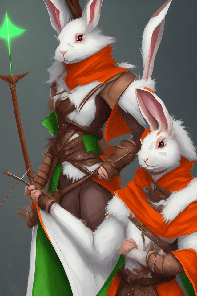 AI generated: female d&d harengon, female dnd rabbitfolk, female d&d anthro rabbit :: white fur with light orange ...