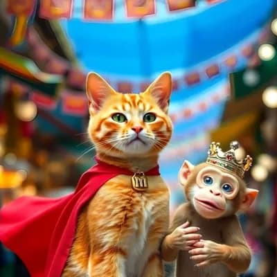 AI generated video: Animate a realistic scene of a medium-sized, slightly muscular orange tabby cat with a single white ...