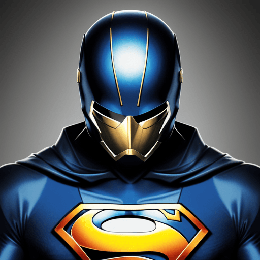AI generated: Photo of a superhero in a blue suit reminiscent of 70s Japanese shows. Their helmet features an opaq...