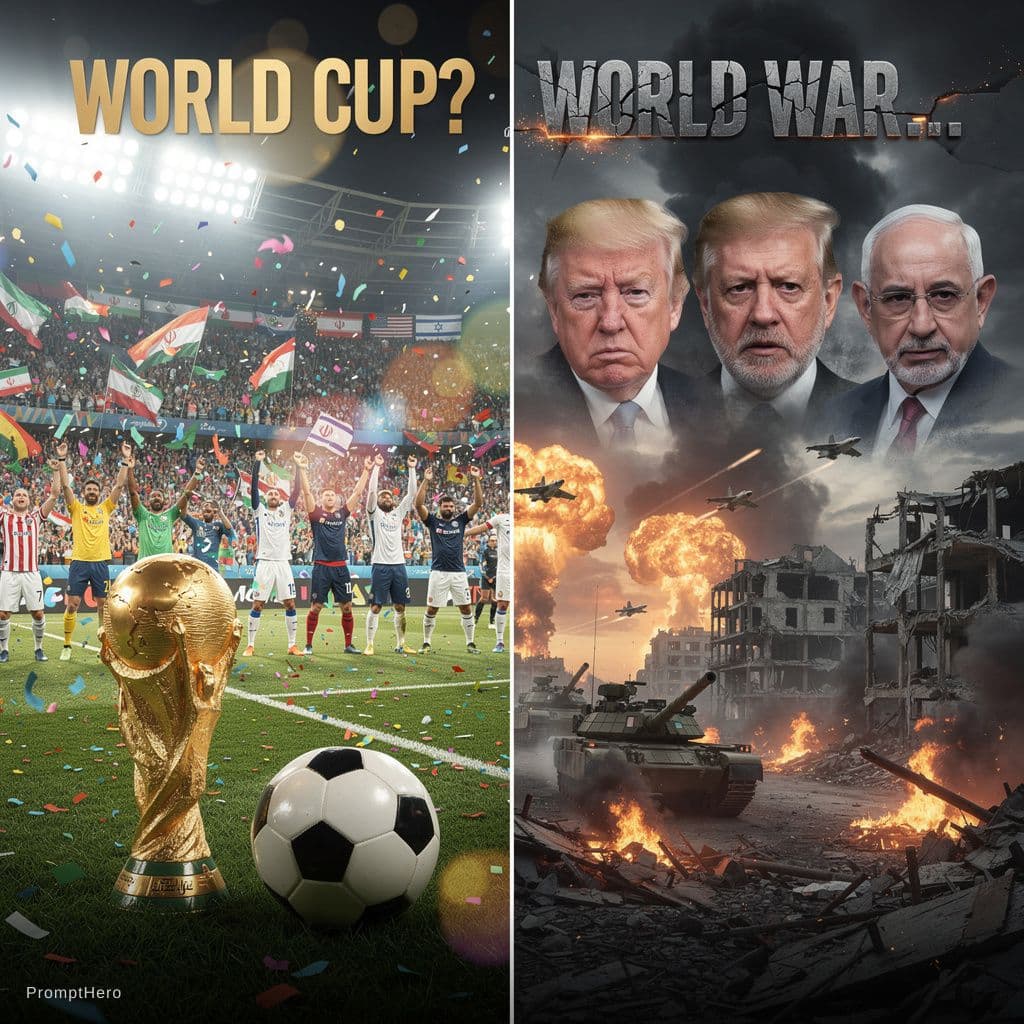 AI generated: Ultra realistic cinematic Facebook cover, split vertically into two equal halves.

LEFT SIDE: FIFA W...
