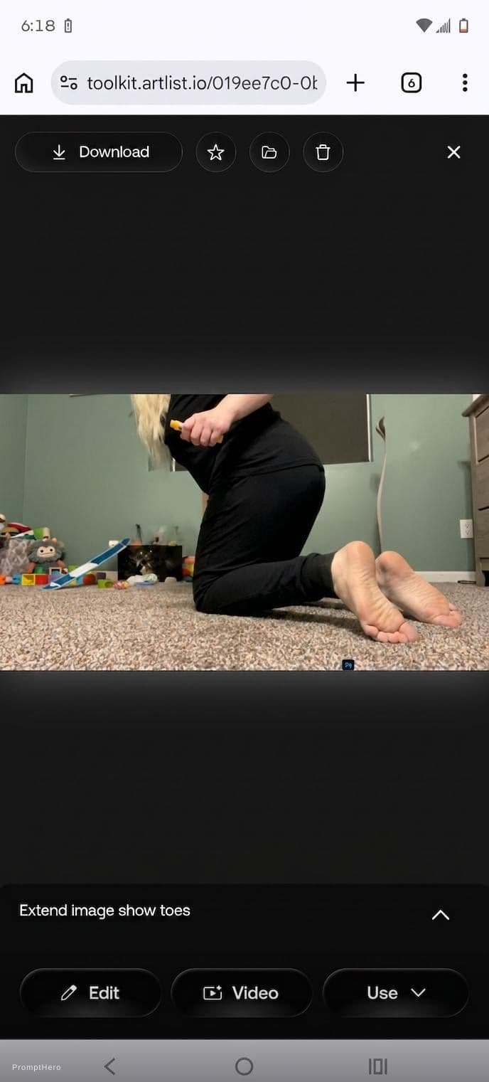 AI generated: Fix her toes to look normal, 5 toes each foot