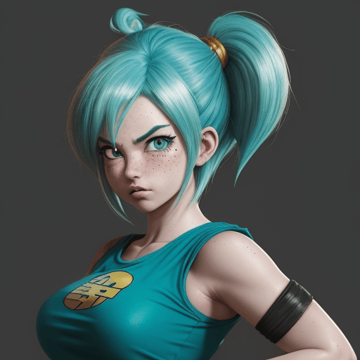 AI generated: bulma, dragon ball, DE RTX_on, (RTX_soft:1.3) , RTX_flat, RTX_texture, RTX_pt, RTX_hairsim, Pig Girl...