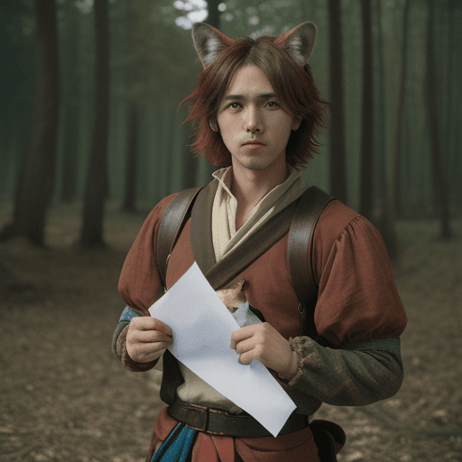 AI generated: the anime character holding a piece of paper as an animal, in the style of max rive, detailed costum...