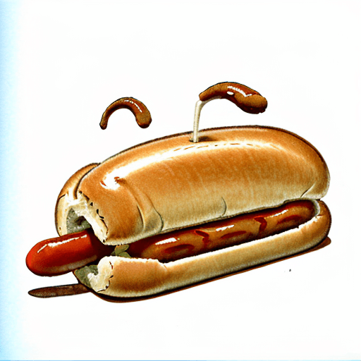 AI generated: hot dog bun pulls away from sausage, humanized bun and sausage, drawing, cartoon, children's, funny,...