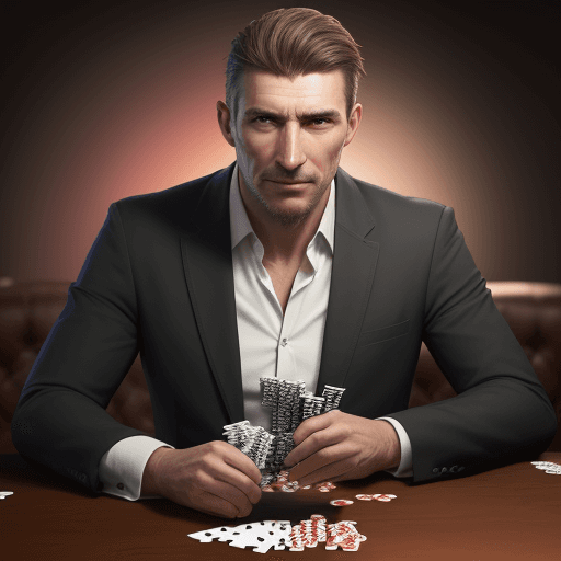 AI generated: Photo of a ultra realistic sa man plays cards and wins big against well-armed players