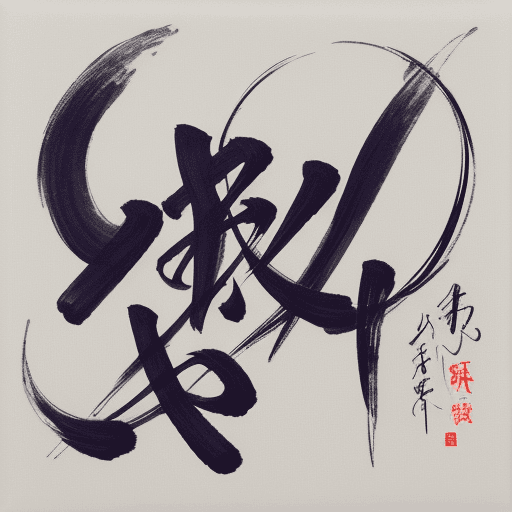 AI generated: calligraphy, expressionism, Ikigai, abstract, tissue