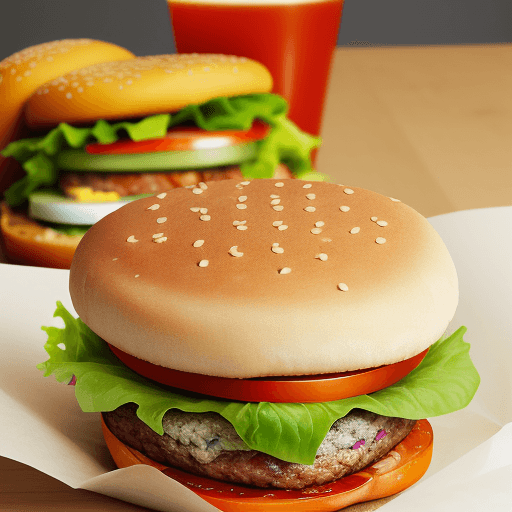 AI generated: Thin burger, realistic photo (without tomato or any other ingredient)