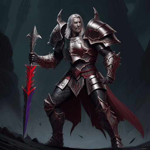 AI generated: full body action shot, a man who is a paladin Paladin from World of Warcraft, in the style of james ...