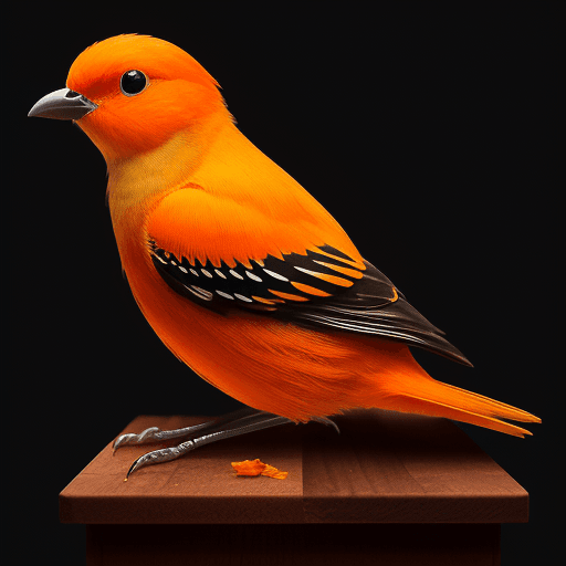AI generated: a little bird made of a fresh orange that has been cut open, photo-realistic techniques --ar 2:3 --s...