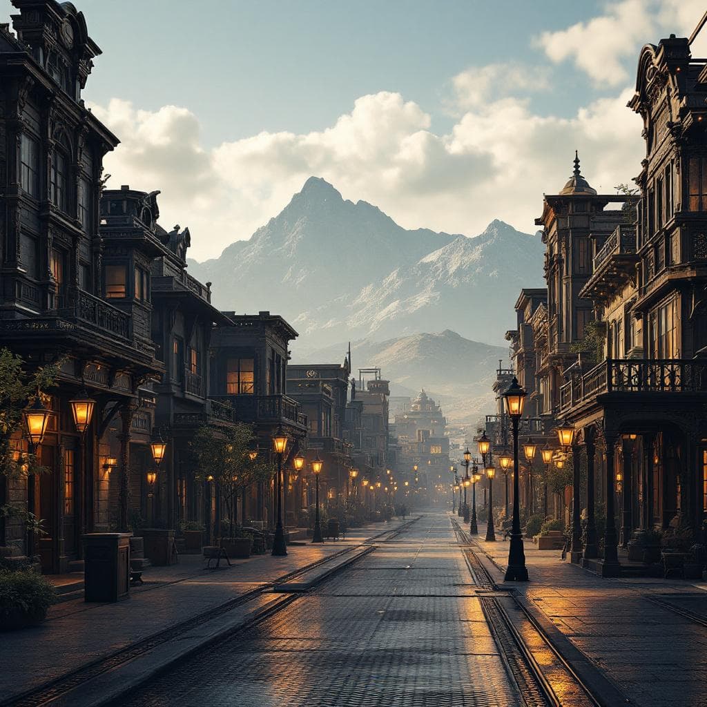 AI generated: Create a sleek, futuristic Old West City, a reminder of the rough terrain of the Old West. Into the ...