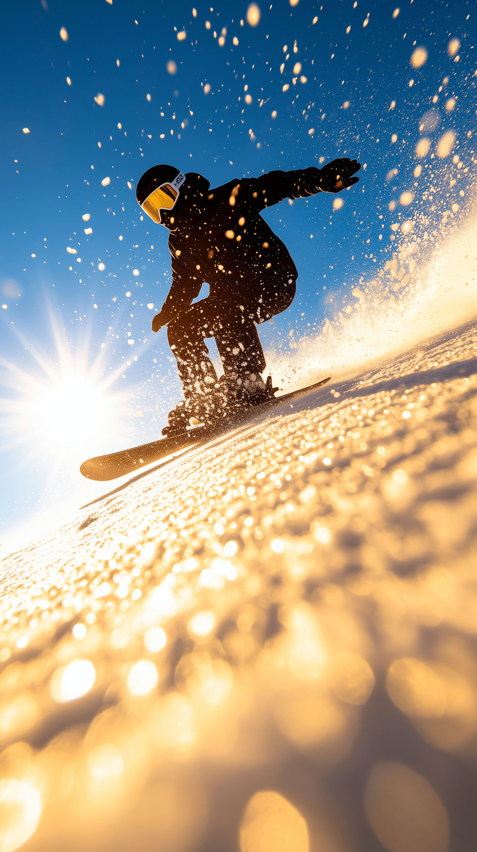 AI generated: photography, action sports shooting, dynamic range, professional snowboarder, in the snowboard park,...
