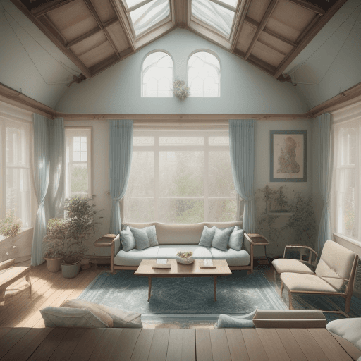 AI generated: High resolution photography interior design, dreamy sunken living room conversation pit, wooden floo...