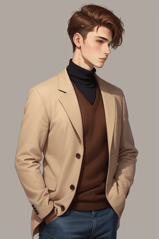 AI generated: a 19yo male developer, three-quarter full body close up, digital art, slightly profile picture, (iso...
