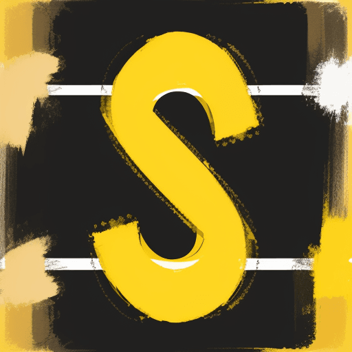 AI generated: letter S with colour like british flag, yellow abstract bg