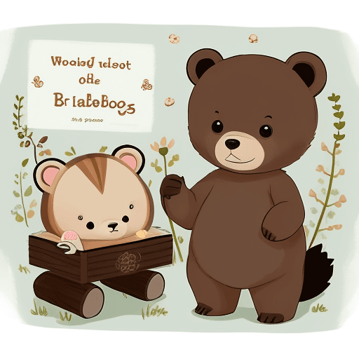 AI generated: woodland animals, baby bear, baby book, illustration, in the wods 