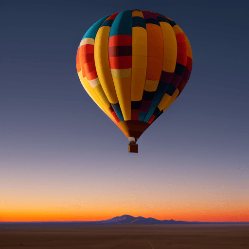 AI generated: new mexico desert, hot air balloon, sunset