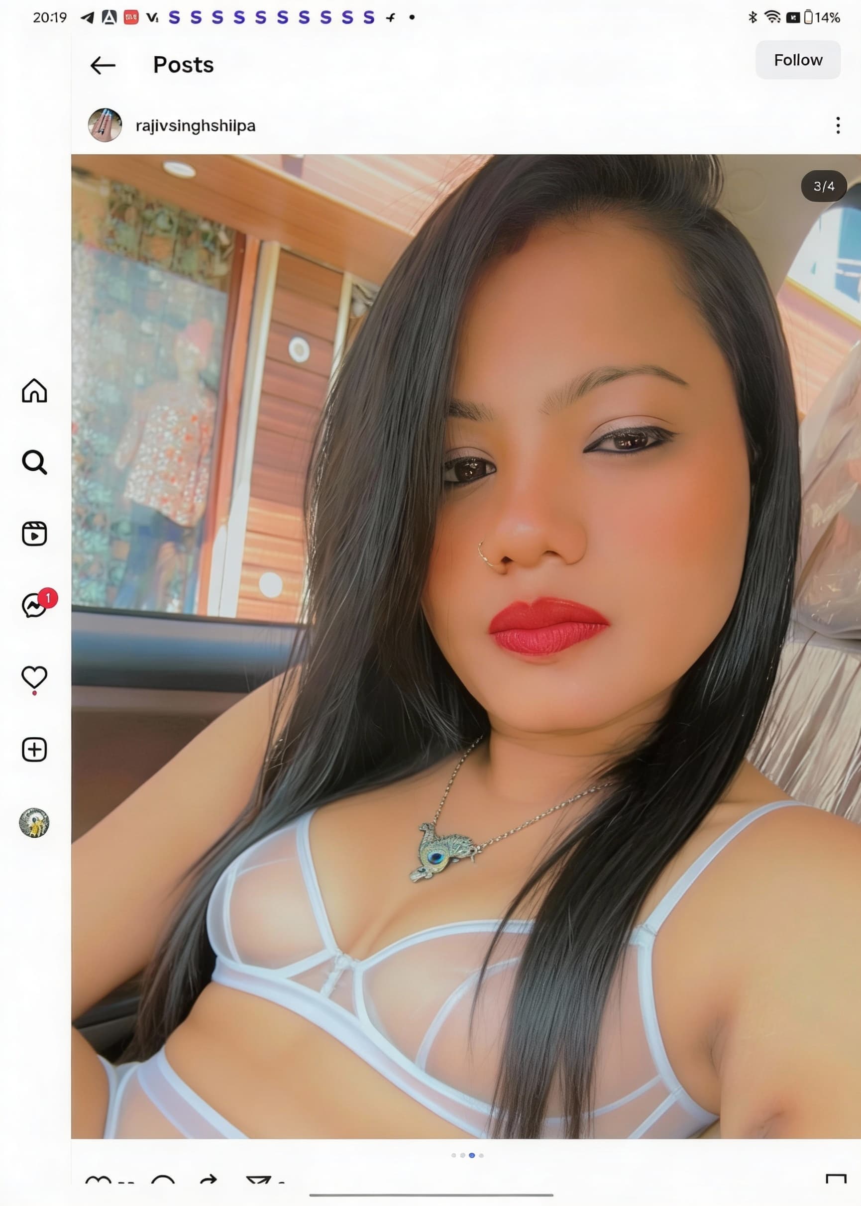 AI generated: Create a image of this model same face transparent bra and underwear 