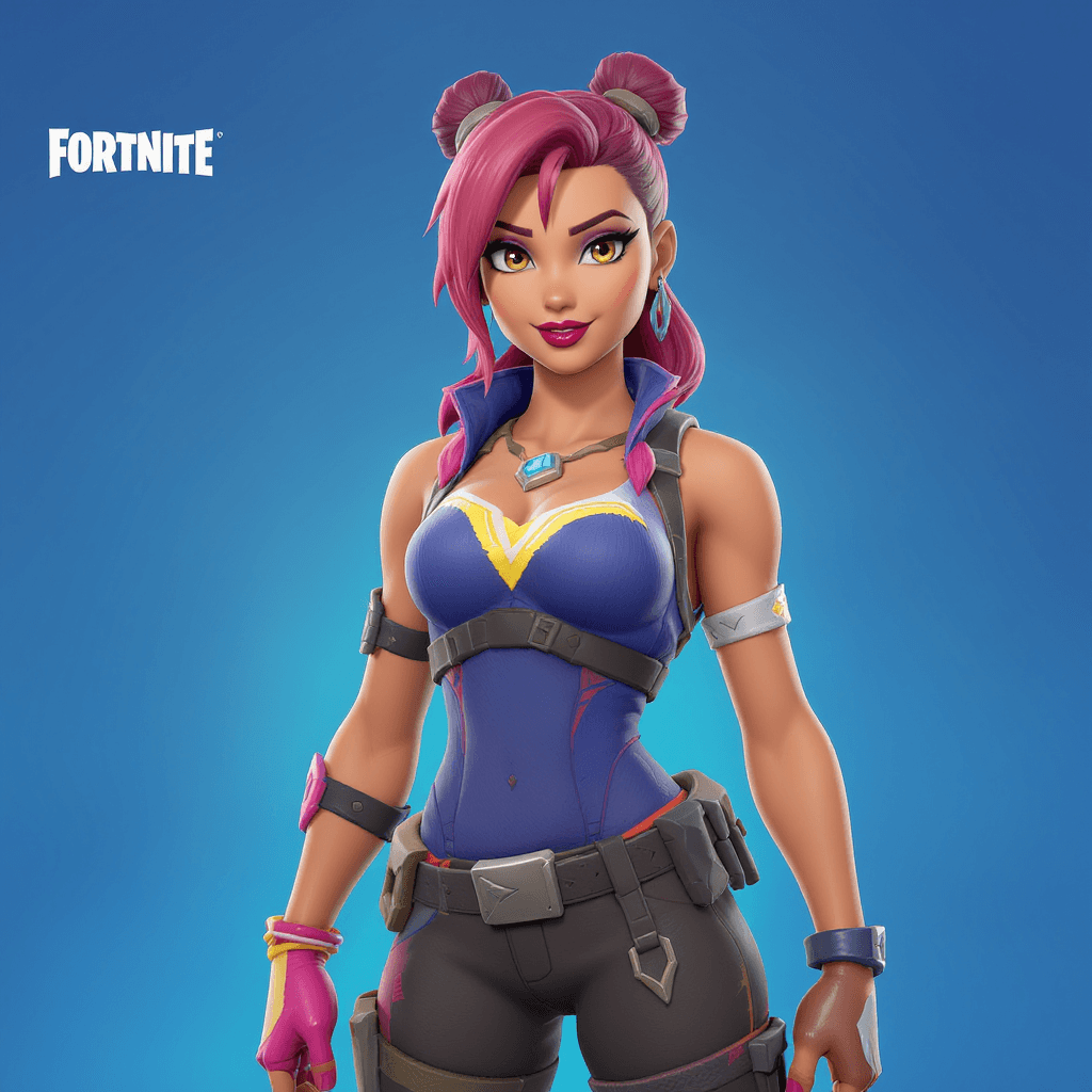 AI generated: Transform her into a smooth, stylized 3D Fortnite character. Maintain her facial identity and likene...