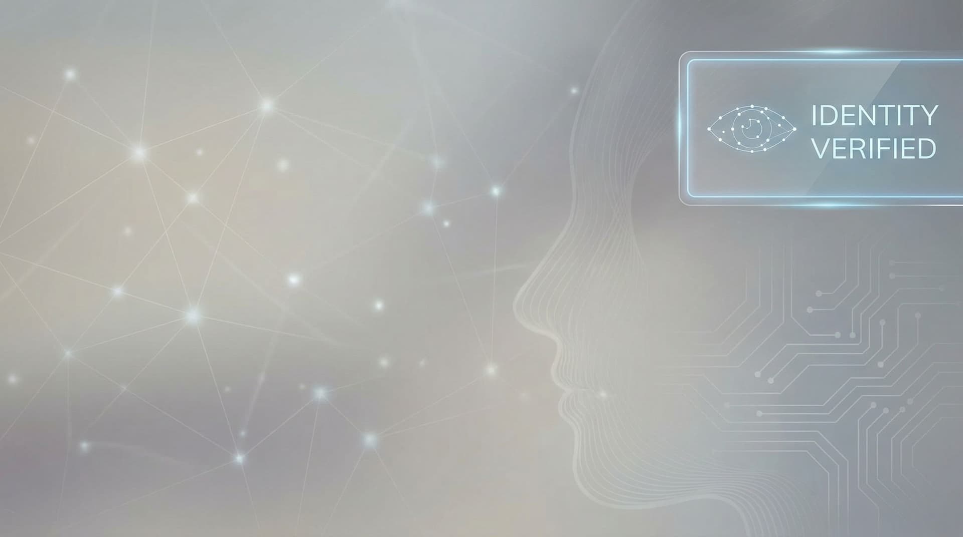 AI generated: Light neutral background with very subtle facial recognition elements.
Soft abstract lines and dots ...