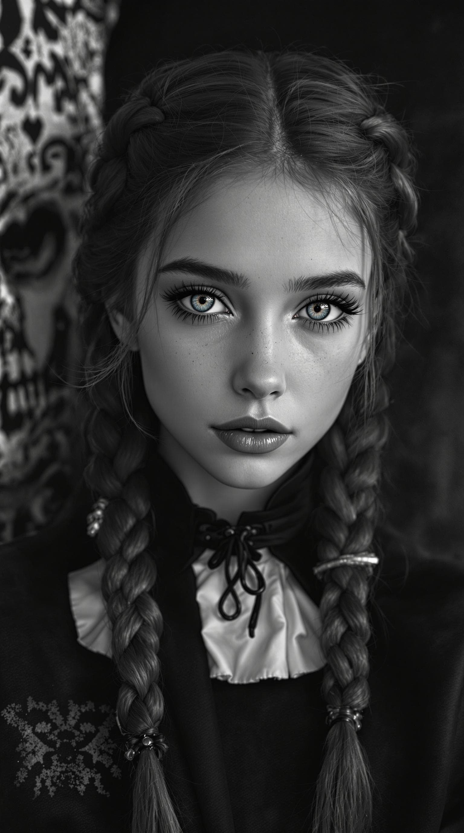 AI generated: a professional black and white aged photo from 1958, of a most beautiful 5th grade girl in the world...