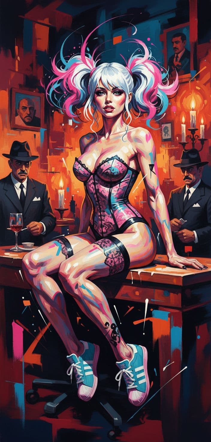 AI generated: Abstract style A realistic,full body photo of a goregous,thin,toned,perfect body female dressed as H...