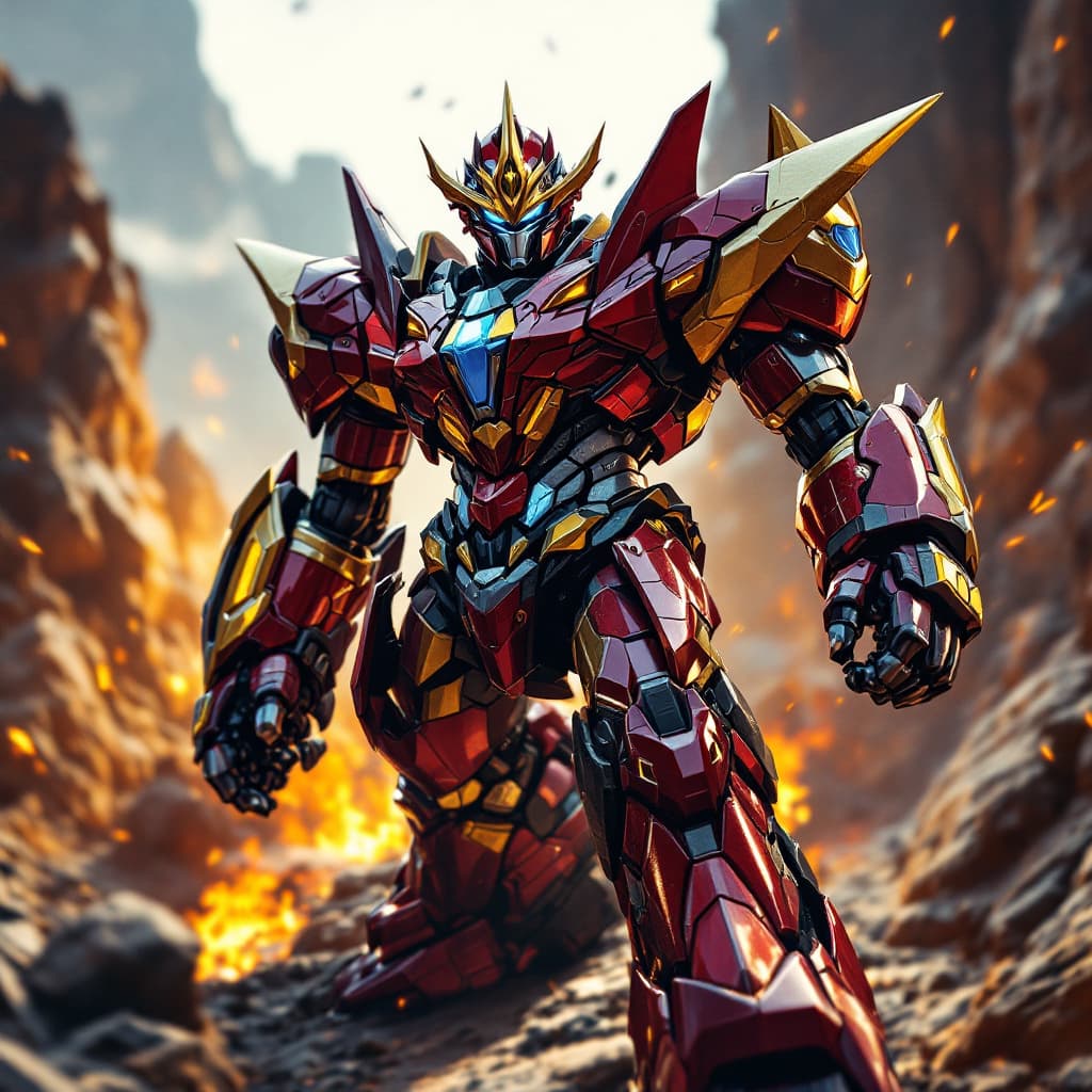 AI generated: Power Rangers Megazord, photorealistic, DSLR, wide angle lens.