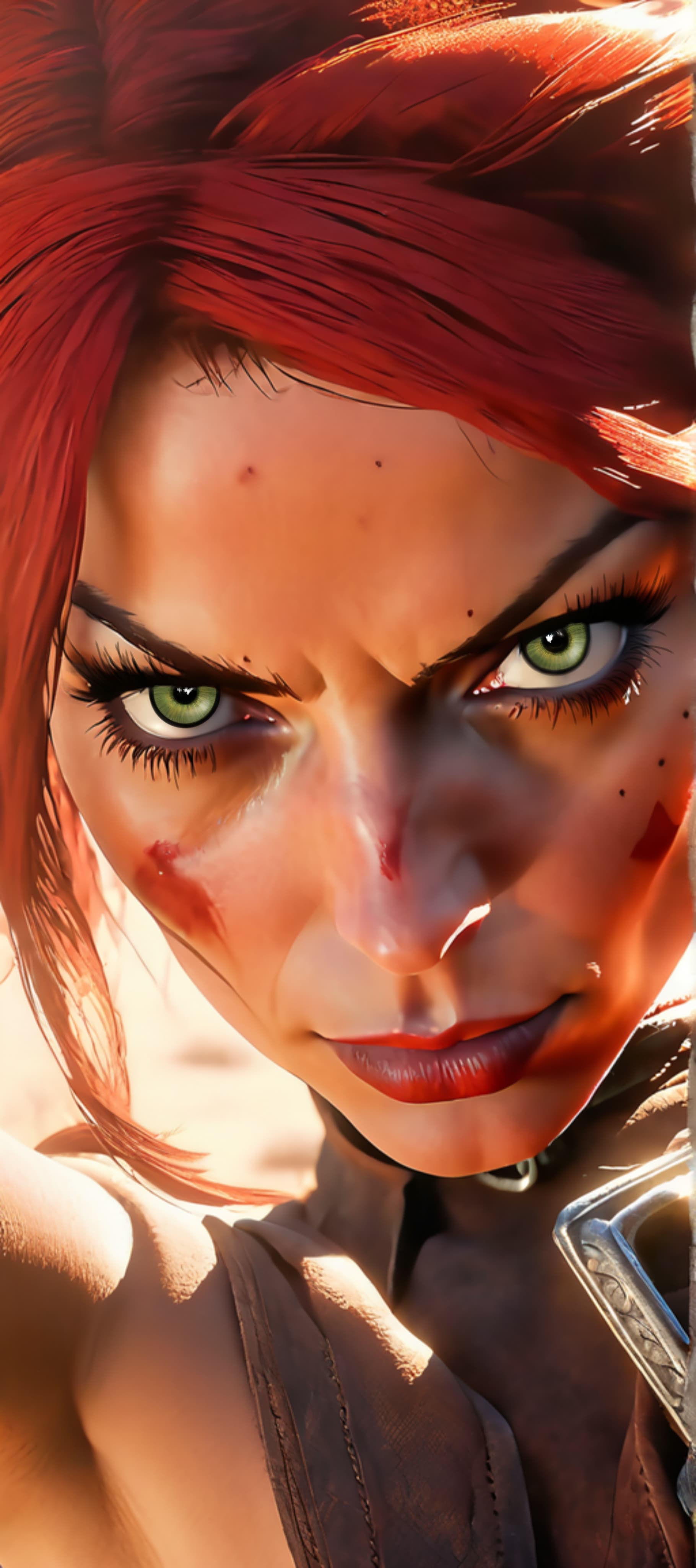 AI generated: a mystique fatale red dead redemption, seduction composition evoke a sense of awkwardness and shynes...