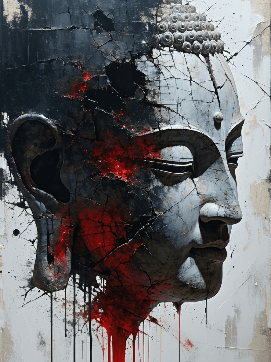 AI generated: Create an abstract, surreal, dystopian disturbing image showing the fear of nightmares returning. In...