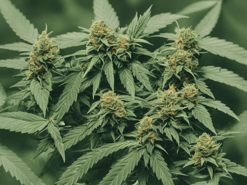 AI generated: A 35mm photography of a highly detailed cannabis plant, full size, sativa, day time, photorealistic,...