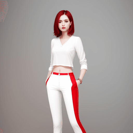 AI generated: Woman wearing thin white and red pants