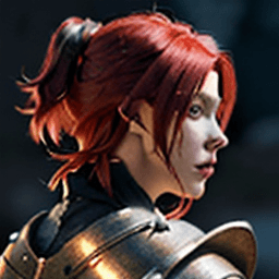 AI generated: pfp, profile background, anime, male, red hair, fantasy, medieval, looking from behind at viewer, be...
