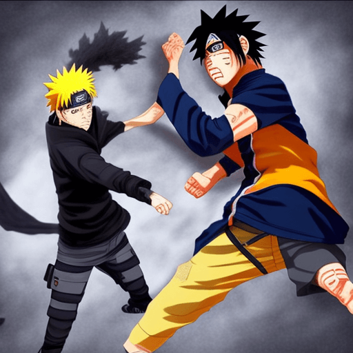AI generated: Realistic, Naruto vs Sasuke