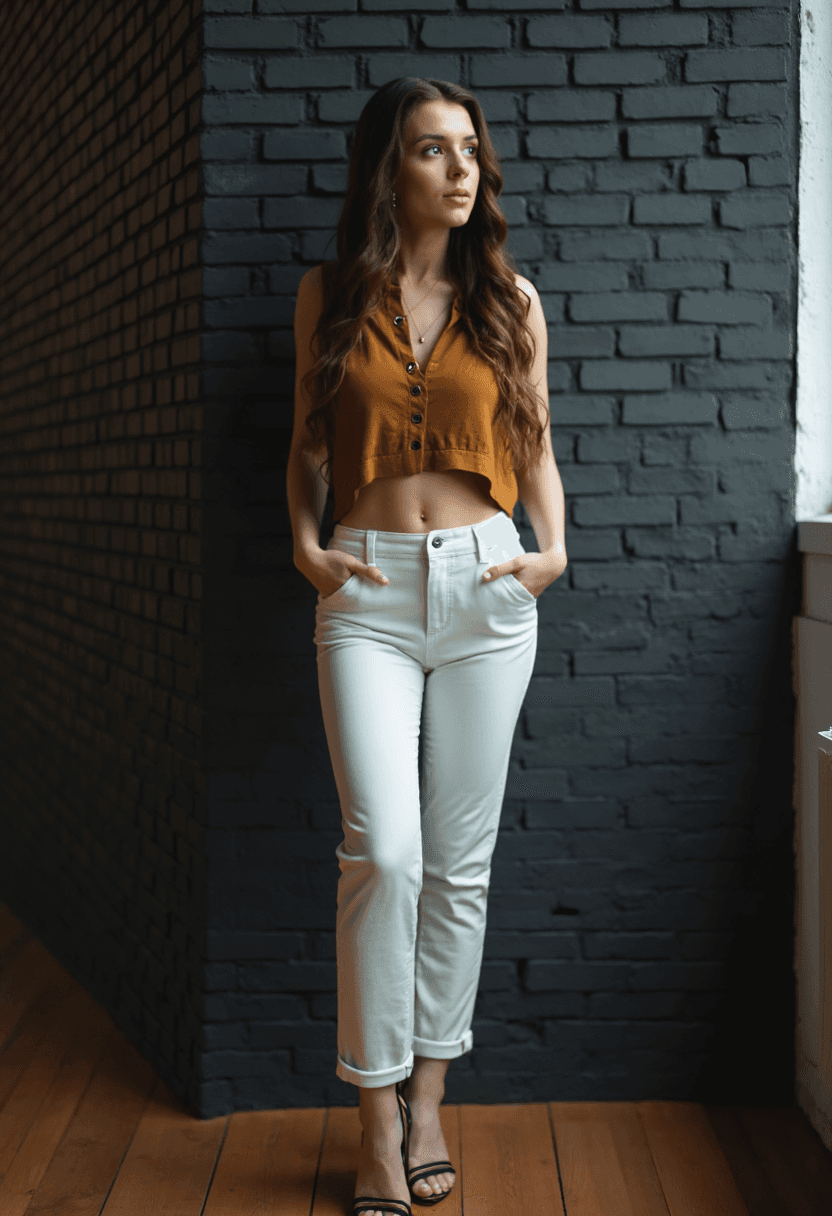 AI generated: Create a professional photograph of a woman, fully body, shot using a Canon EOS R5 camera with an 85...