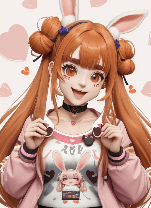 AI generated: <lora:nejj-000031:1>, usada pekora, virtual youtuber, long hair, box, open mouth, hair bun, jacket, ...