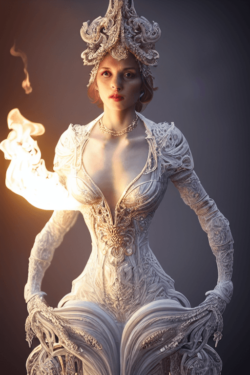 AI generated: portrait of beautiful lady set in fire, morfydd clark, cinematic lighting, photorealistic, ornate, i...
