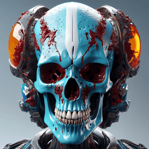 AI generated: an award winning photo of a hyperrealistic alien skull covered in blood and acid, 8k, octane render,...