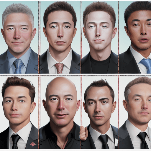 AI generated: a group picture of grant cardone, Jeff bezos, robert kiyosaki, russel brunson, Jeff walker, elon mus...