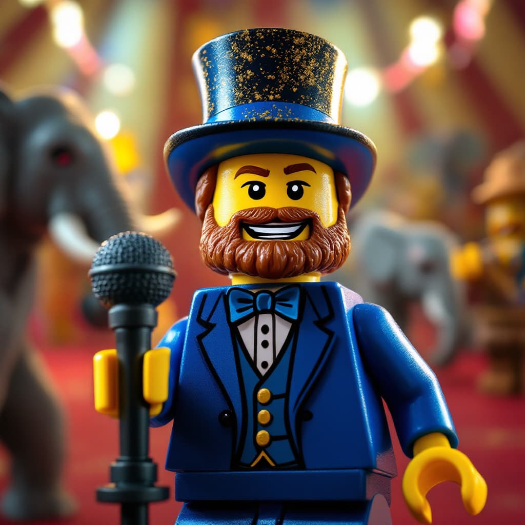 AI generated: Create a vibrant and lively scene featuring LEGO minifigure character, using my headshot for referen...