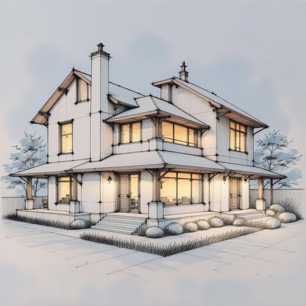 FLUX-architectural white mock-up lines