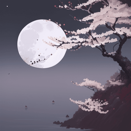 AI generated: A painting of a plum blossom with the moon in the background, inspired by George Lacom, James A. R. ...