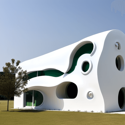 AI generated: a building in the shape of a white caterpillar