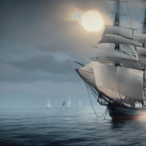 AI generated: Photo of a ultra realistic sailing ship, dramatic light, pale sunrise, cinematic lighting, battered,...