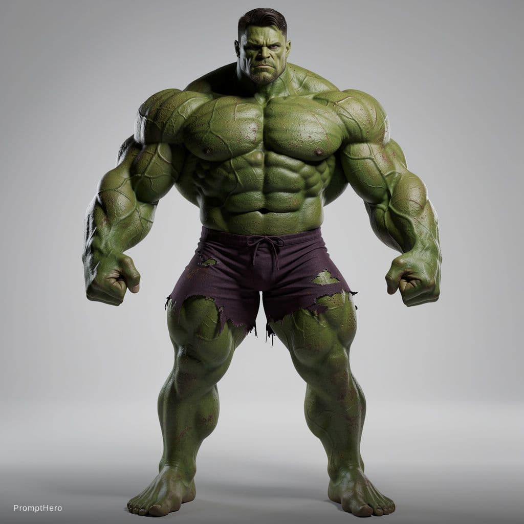 AI generated: resim uretmek icin hulk karakterine ihtiyacim var arkasi transparan, full body hulk goster realistik...